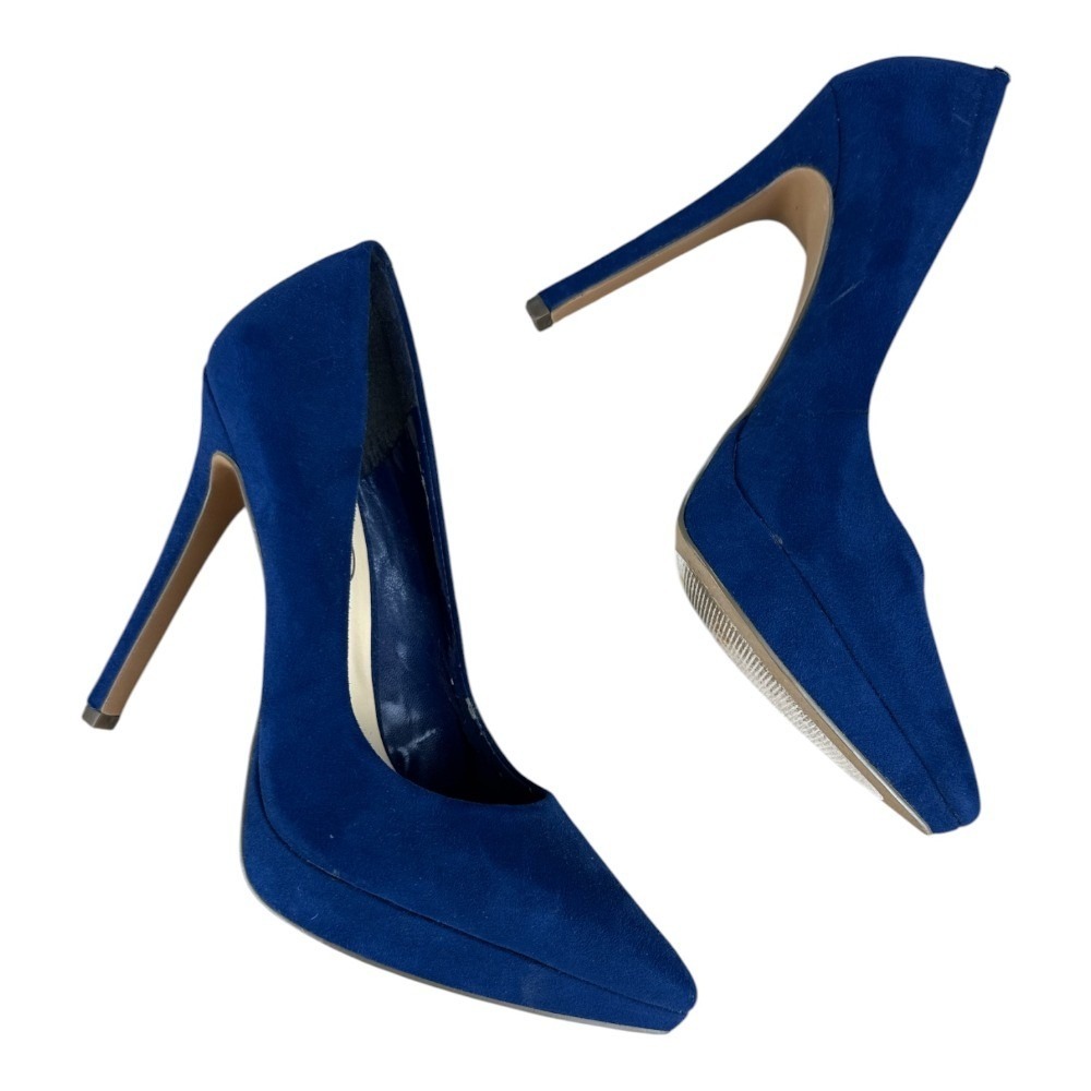 Jessica Simpson Vibrant Blue Suede Pointed Toe Platform Heels 9.5 Date Night